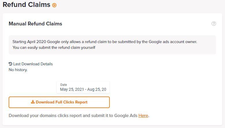 Rapport de clics invalides à télécharger